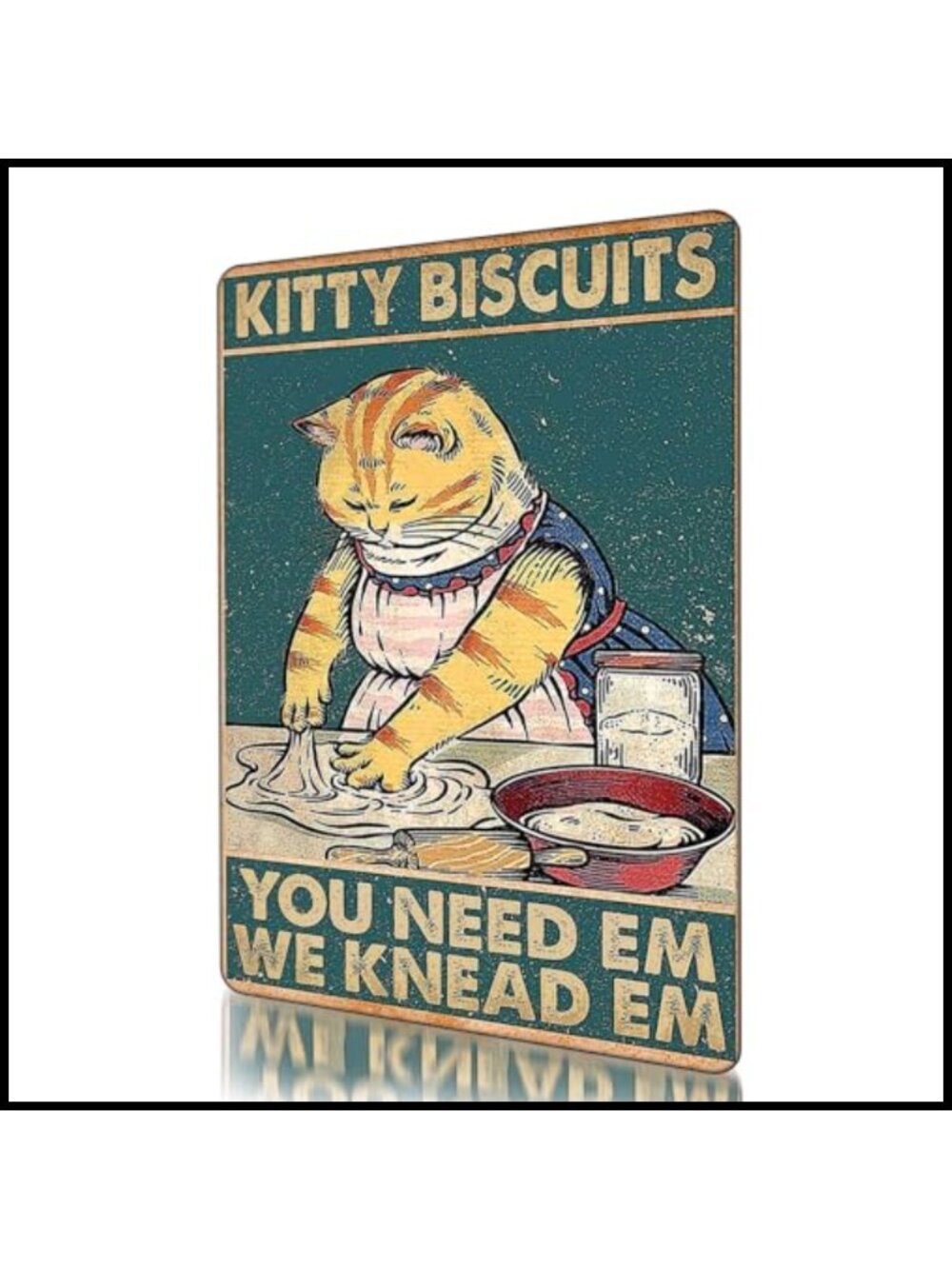 Metal Sign Cat Kitchen Wall Decor Vintage Cottagecore Hanging Plaque